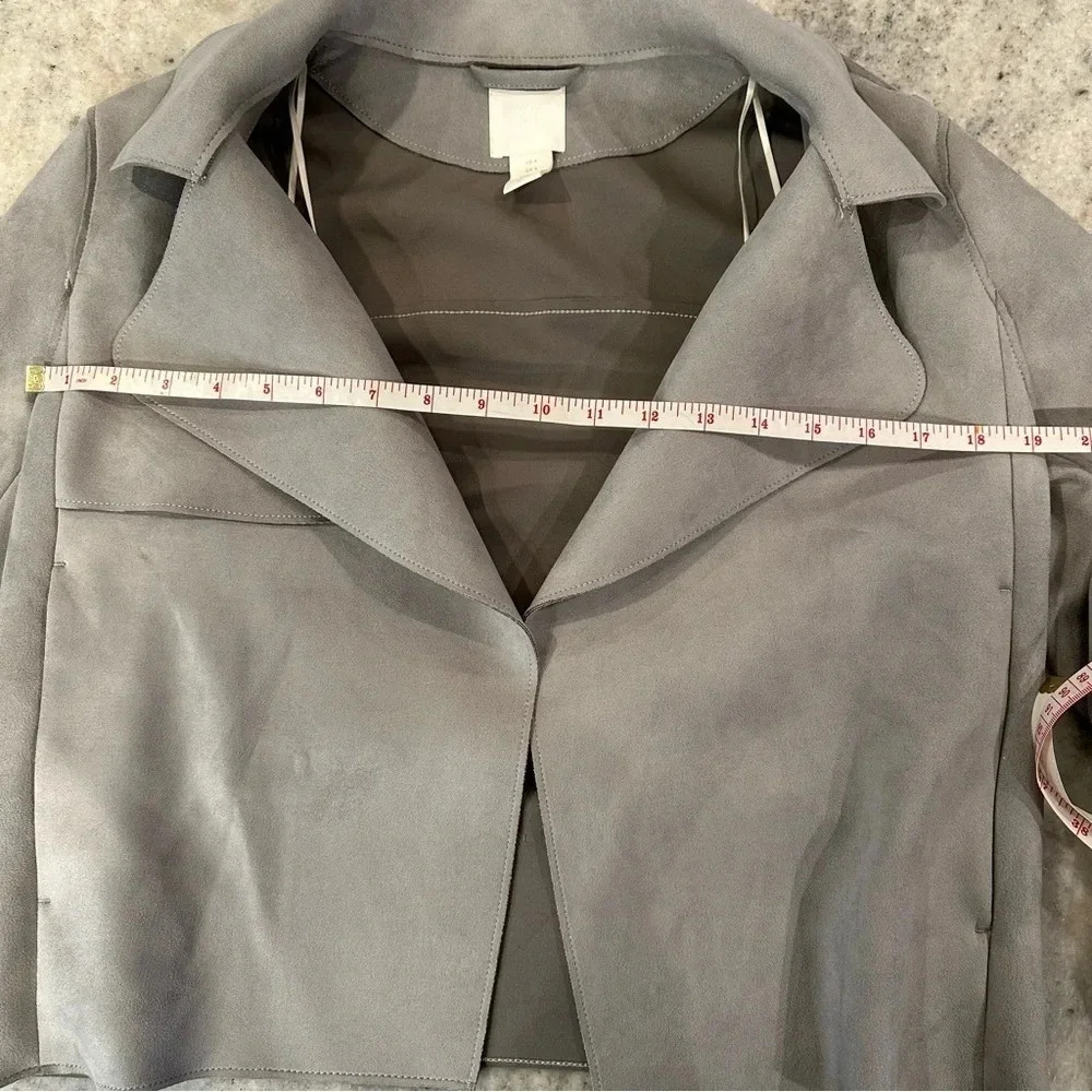 H&M Faux Suede Pocket Zippered Sleeve Gray Moto Jacket Size 4 - Picture 5 of 12